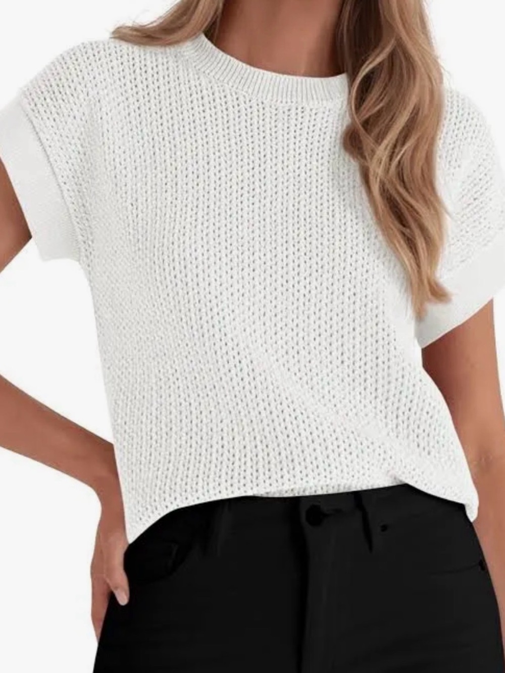 Rachel Zoe White Open-Knit Sleeveless Sweater Tank